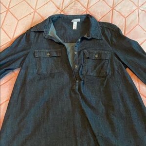 Chambray denim tunic maternity top